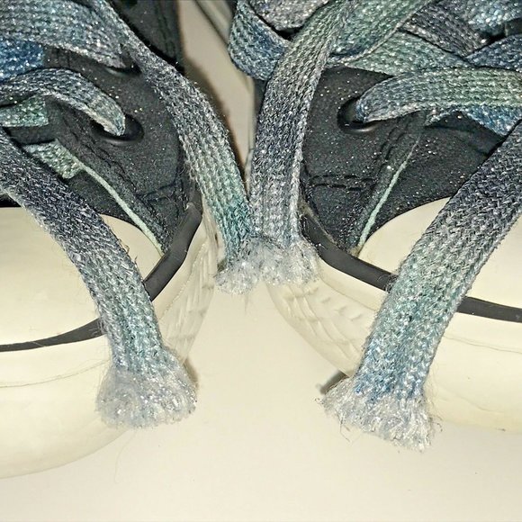 Converse All Star Chuck Taylor Low Top Sneakers Shoes Girls 13 Blue Glitter - Picture 5 of 12